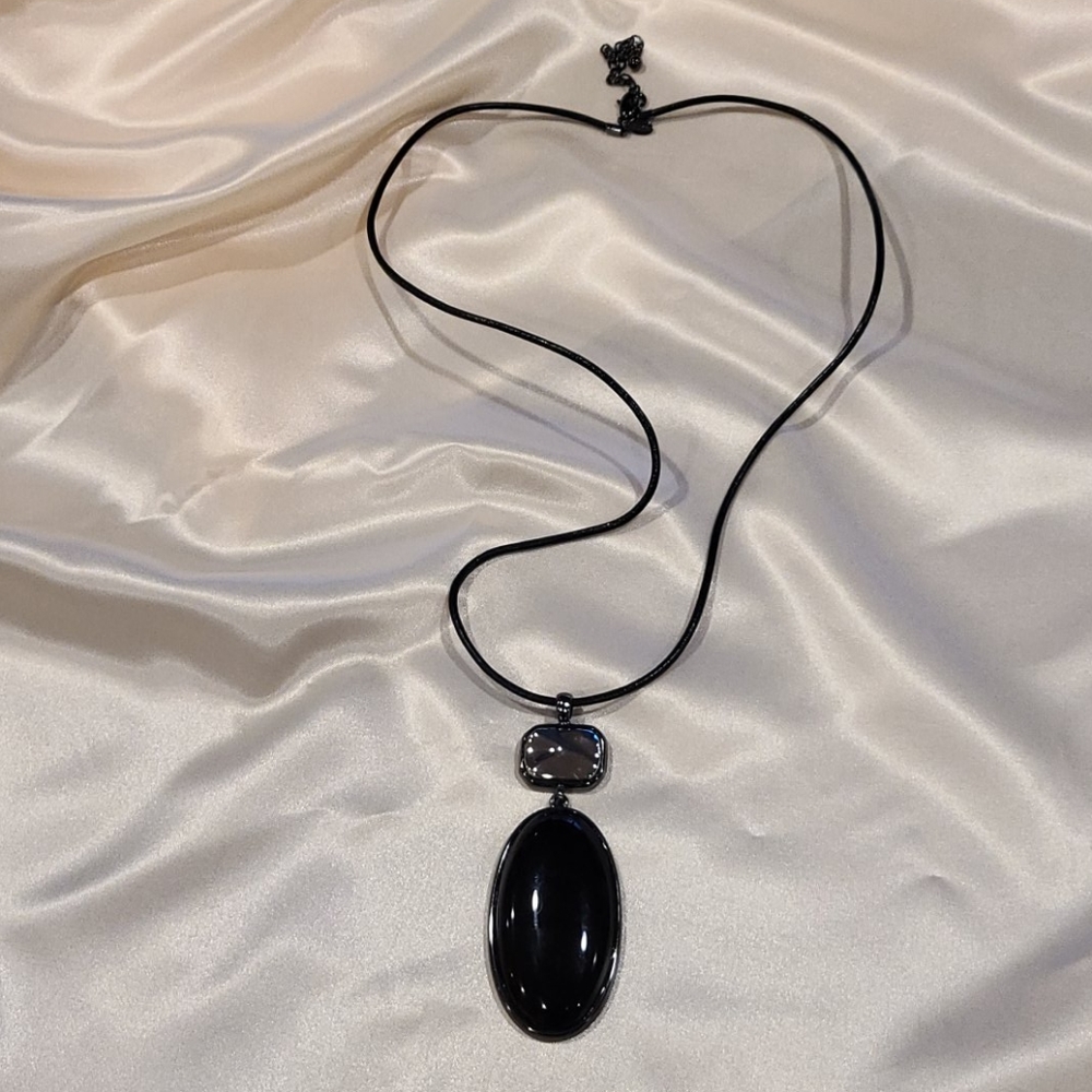 Black cord statement necklace